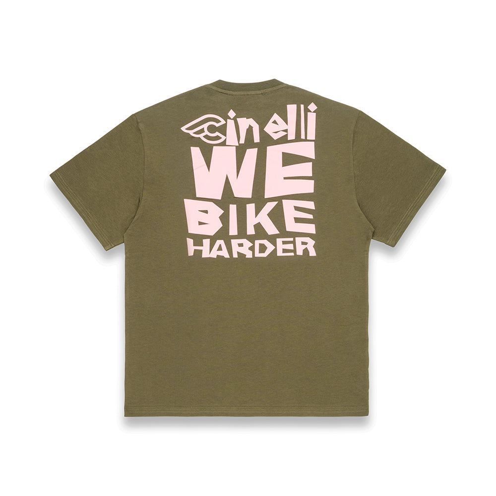 T-SHIRT WE BIKE HARDER ARMY