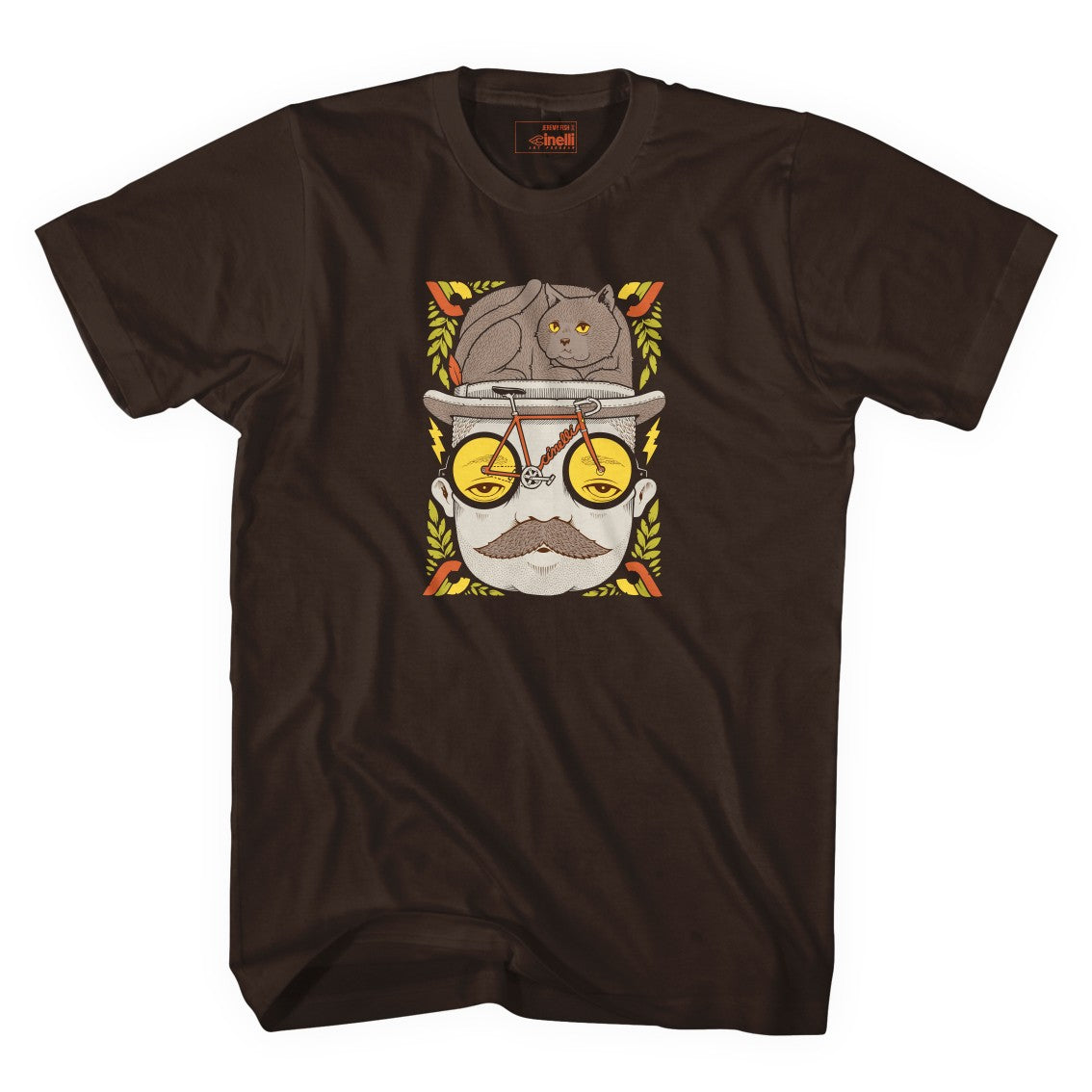 JEREMY FISH 'MR CAT HAT' BROWN T-SHIRT, T-Shirt, IMG.1